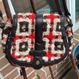 Vera Bradley Wolven, chocolate, black, red and cream Crossbody bag